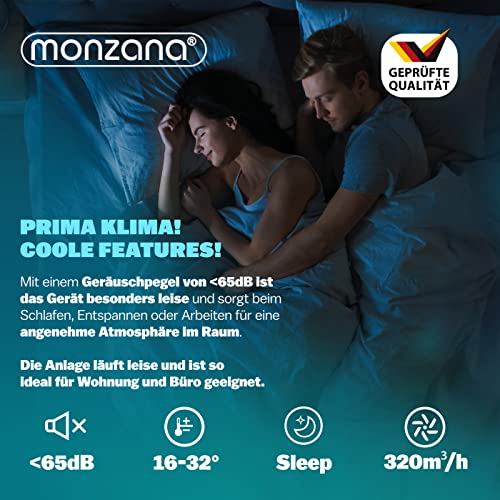 MONZANA® Airco MZKA2600 Mobiel Raamafdichting Luchtafvoerslang 9000BTU 4-in-1 1000W Alexa 30m² Afstandsbediening - Afbeelding 6