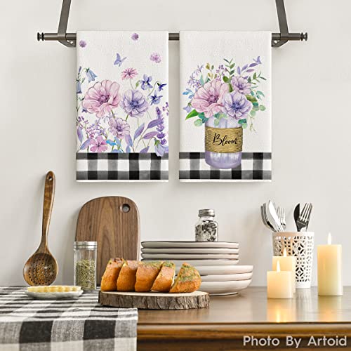 Artoid Mode Bloom Purple Flower Dish Towels #TOP24