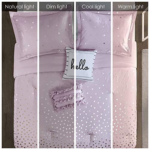 Intelligent Design Matching Shams, Decorative Pillow, Teen Bedding, Girls Bedroom Décor, Full/Queen, Zoey Triangle Purple/Silver #TOP1