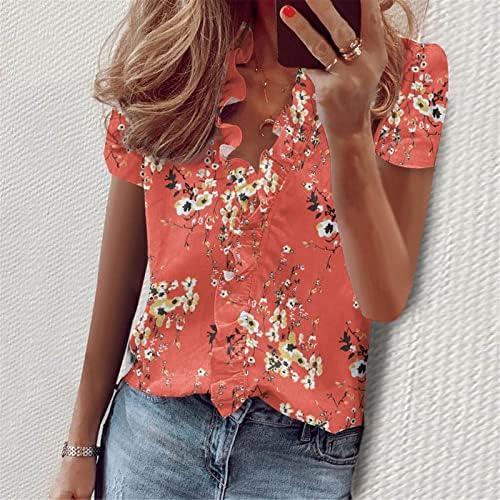 Blouses for Women Fashion 2023 Dreesy Short Sleeve V Neck Shirts Gradient Floral Polka Dot Print Casual Business Tops 2 Blouses for Women Fashion 2023 Dreesy Short Sleeve V Neck Shirts Gradient Floral Polka Dot Print Casual Business Tops