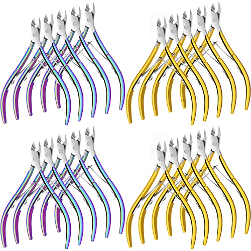 20 Pcs Cuticle Trimmer Stainless Steel Cuticle Nippers Cuticle Cutter Professional Pointed Remover Tool Nail Toenail Nippers Bulk Manicure Pedicure Salon Spa, 2 Colors