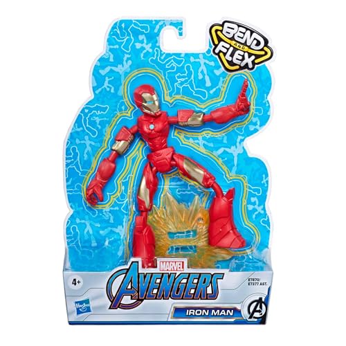 Image of Marvel Avengers Bend And Flex Action Figure, 6-Inch Flexible Iron Man Figure, Includes Blast Accessory, Ages 6 And Up