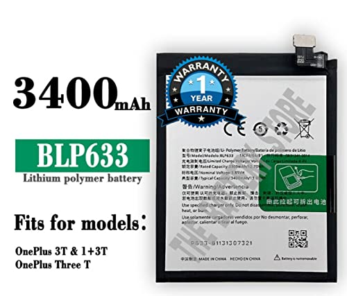 Image of THE BATTERY STORE Original BLP633 BATTREY for OnePlus 3T A3010 A3003 Battery Model BLP633 battrey with 1 Year Warranty and High Capacity Battery Backup(for OnePlus 3T)
