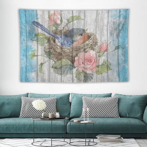 Rimego Watercolor Bird Flower Tapestry Uv Reactive Tapestries Colorful Ink Petal Wall Hanging Aesthetic Tapestry For Dorm Bedroom Living Room, Easy To Hang (40"X60") #TOP2