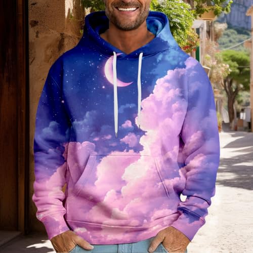 Womens print oversized sweatshirt pulóver azul de moda casual para otoño 2