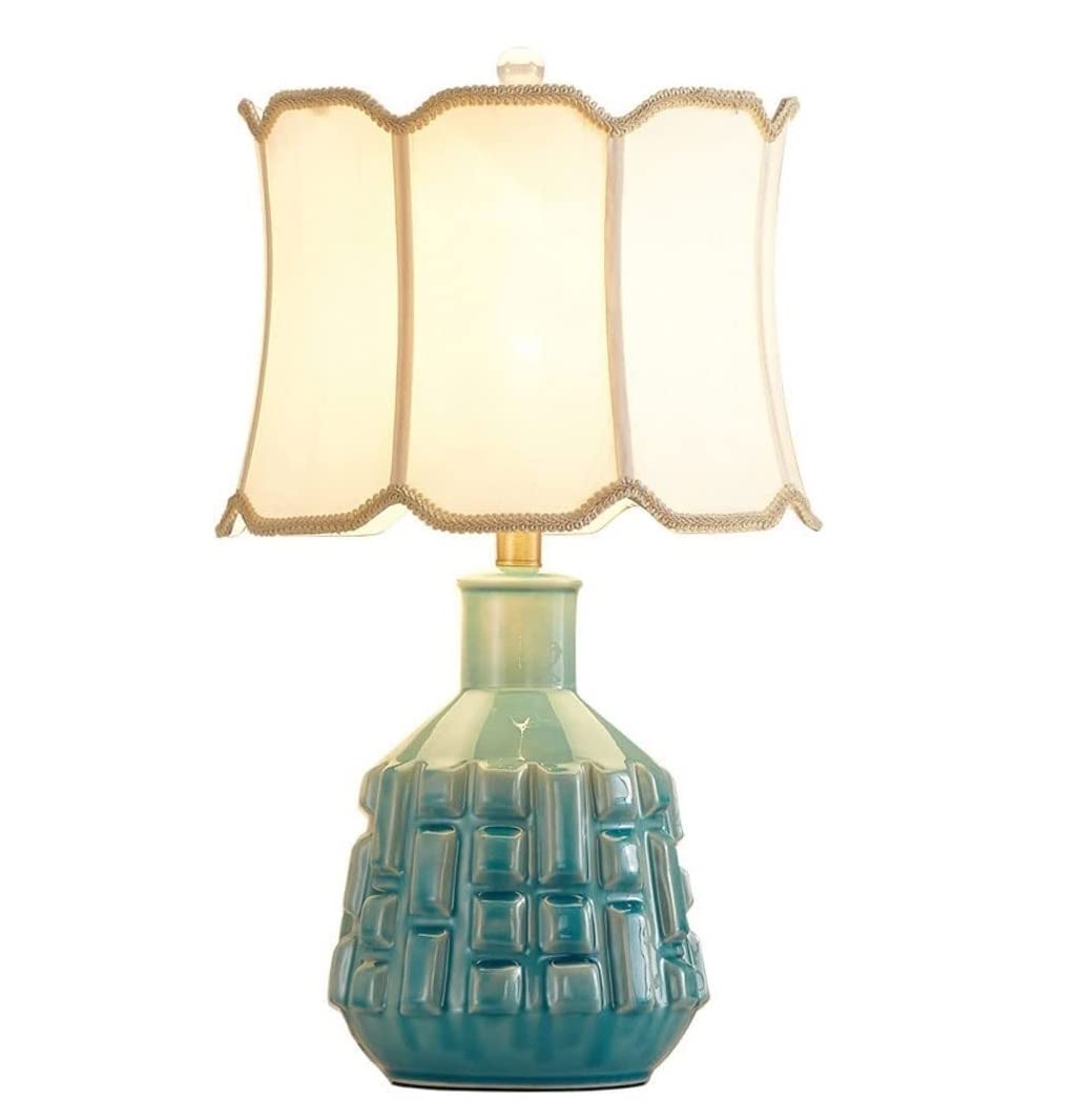 asdchZen Desk Lamps For Reading Blue Ceramic Table Lamp Ice Crack Glazed Bedside Desk Nightstand Lamp For Bedroom Living Room Office College Desk Lamp Lamps For Living Room-A-Remo,A-Dimmer Switch