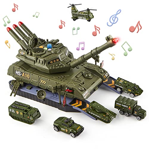 Wnsull Tank Toys For Boys,Army Toys Tank With 6 Alloy Die-Cast Army Vehicles,Military Toy Tank With Light, Sound And Missiles Shooting,Birthday Gift For 3 4 5 6 7 8 Year Old Kids #TOP18