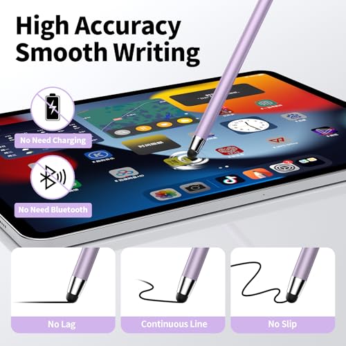Image of 10 PCS Stylus,Stylus Pen for Touchscreen,Stylus 2-in-1 High Sensitivity & Precision Suitable for Touch Screens of iPhone /ipad /Android Tablets(10 Stylus Pen Purple /Black + 20 Tips)