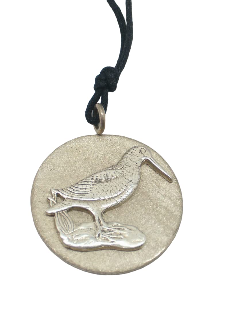 Pendentif bécasse oiseau en argent 925 avec son ras-du-cou en corde