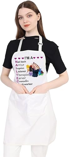 BDPWSS Nail Tech - Delantal para mujer, soy un artista de tecnología de uñas, inspirador, oyente, terapeuta, consejero, trabajador duro