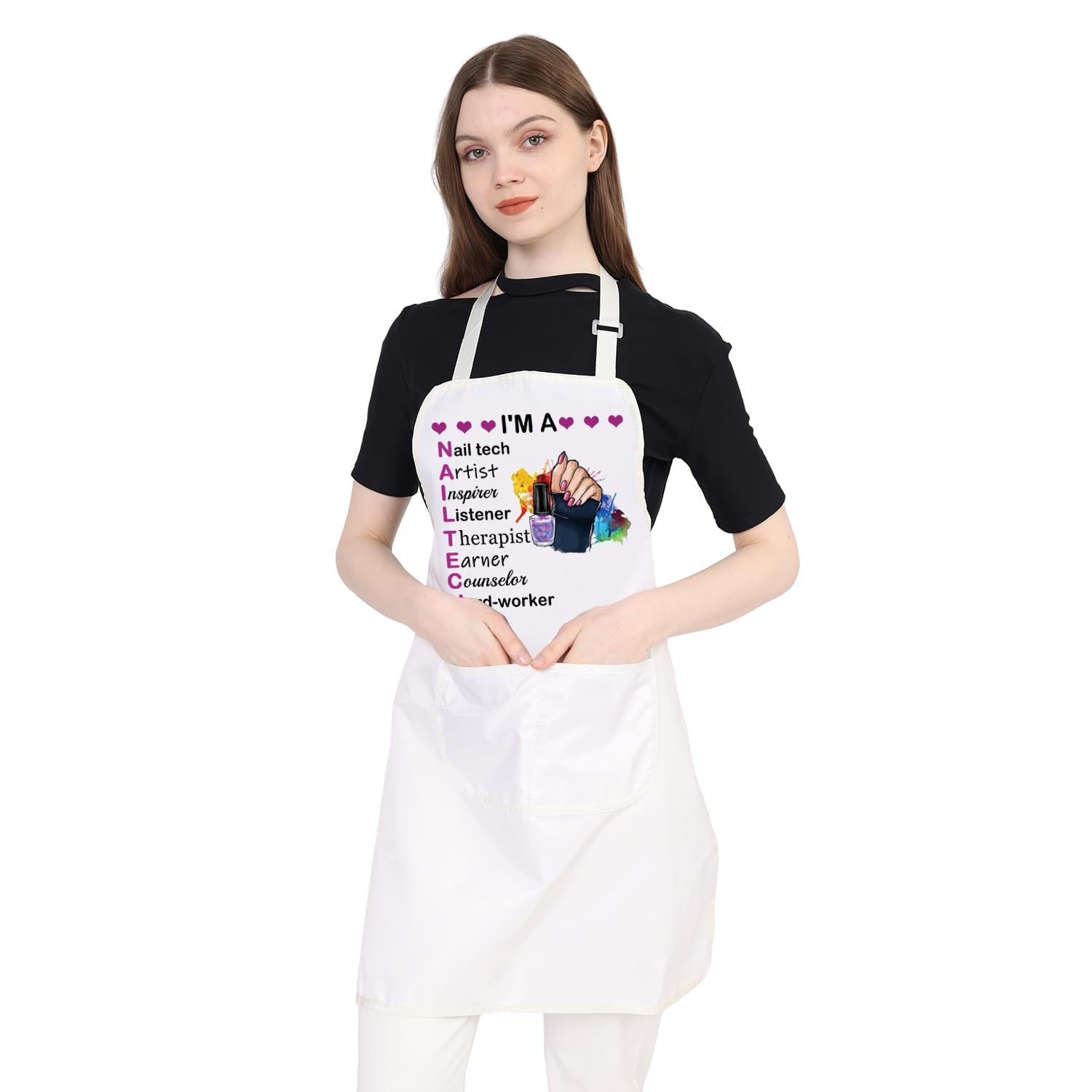 BDPWSS Nail Tech Apron For Women I'm a Nail Tech Artist Inspirer Listener Therapist Earner Counselor Hard-Worker