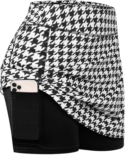 Image of BLEVONH Women Tennis Skirts Inner Shorts Elastic Sports Golf Skorts with Pockets