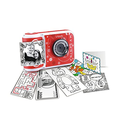 VTech - KidiZoom Print Cam Rouge, Appareil Photo à Impression Instantanée, Photo, Selfie, Vidéo, Écran Couleur, Filtres et Effets Rigolos, Cadeau Enfant Dès 5 Ans -...