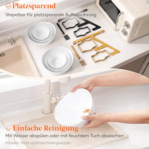 Lifewit Etagere 3 Etagen mit Kunststoff Servierschalen, 3-stöckige Dipschalen Snackschalen mit Schwarzem Metallregal, Party Buffet Zubehör, Wiederverwendbare Servierschüssel für Vorspeisen/Obst/Snacks