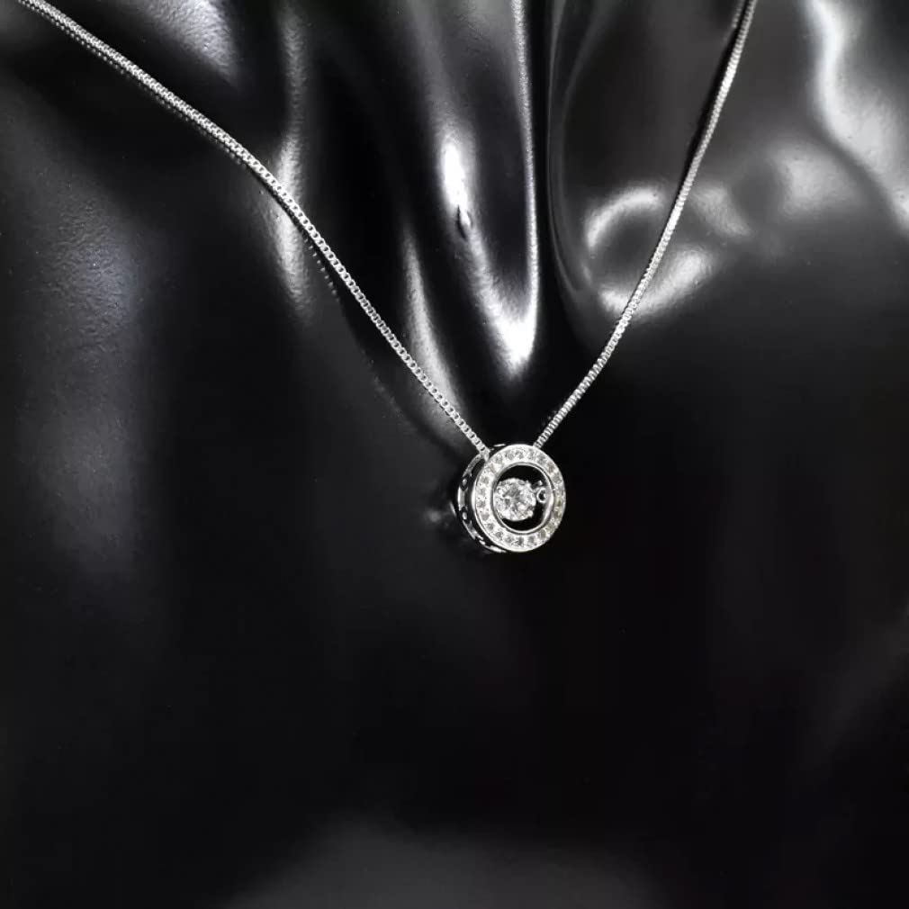 Obrotowy naszyjnik 925 Sterling Silver Choker okrągły wisiorek z cyrkonią naszyjnik damska biżuteria na prezent