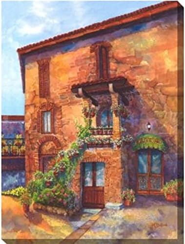 Brown and Green L'albergo Outdoor Canvas Rectangular Wall Art Decor 40" x 30"