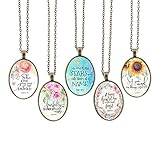 Bling Bling Glass Cabochon Necklace Vintage Bible Verses Pattern of Oval Pendant Inspired Necklace 23.6 inches Handmade for Gifts 5pcs (Bible Verses 7, Big Oval)