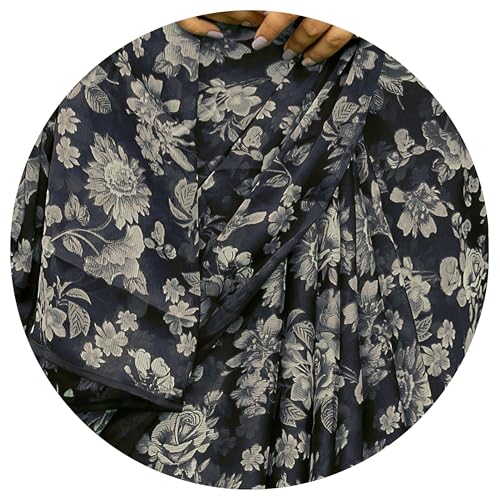 Image of MIRCHI FASHION Women Saree Floral Printed Chiffon | Breathable Lightweight Summer Sari for Office and Daily Use with Unstitched Blouse (Available in 20 Styles)