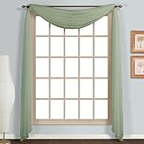 Amari Linen - 1 PC Window Treatment Soild Sheer Scarf Valance (37x216, Sage)