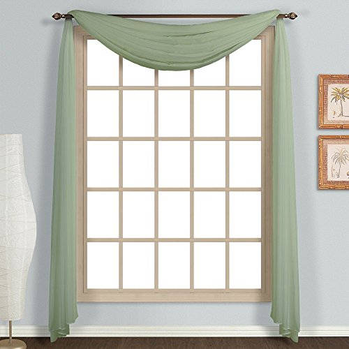 Amari Linen One PC Solid Sheer Window Scarf/Valance/Swag/Treatment (37x216, Sage)