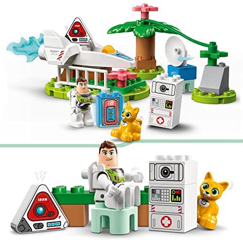 DUPLO Disney e Pixar La Missione Planetaria di Buzz Lightyear, Giochi per Bambini da 2 Anni con Astronave Giocattolo, Ox il Gatto Robot, Ivan il Computer e Eric il Droide Triangolare 10962 - Lego - Immagine 2