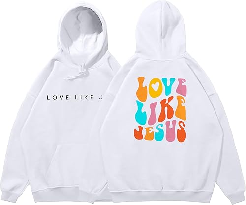 LUKYCILD Camisetas cristianas para mujer Love like Jesus Faith Shirts Religious God Sudadera de gran tamaño con capucha