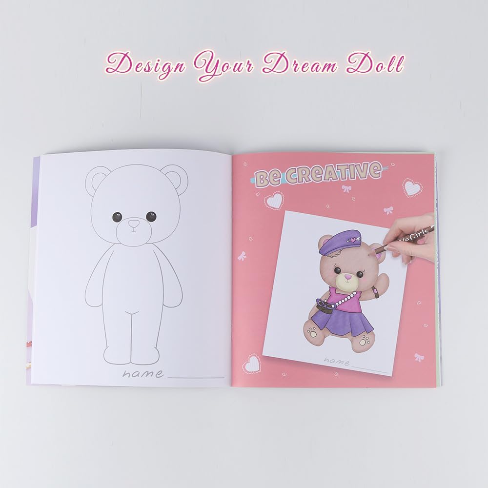 wegirls Doll Design Sketchbook: 28 Pages DIY Fashion Doll Coloring & Sketching Book, 140GSM Premium Heavyweight Paper, Creative Art Gift for Girls Ages 3+
