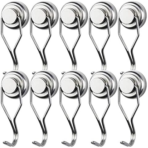 MIKEDE 60 LBS Swivel Swing Magnetic Hooks, 10 Pack Strong Neodymium Magnetic Hook, Suitable for Refrigerators and Other Magnetic Surfaces - 67.5mm(2.66in) in Length, 25mm(1in) in Diameter Cover