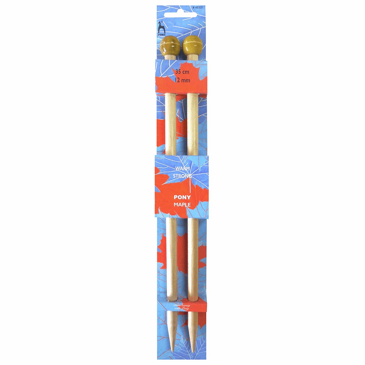 Knitting Pins: Single-Ended: Maple: Hand-Painted Knobs: 35cm x 12mm
