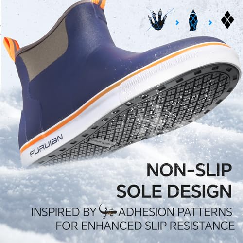 Furuian Men's Deck Boots with Fuzzy Lining Rubber Boots for Men Ankle Fishing Boots Mens Rain Boots Anti-slip Warm Winter Boots Watereproof Snow Boots for Fishing, Gardening, Outdoor4