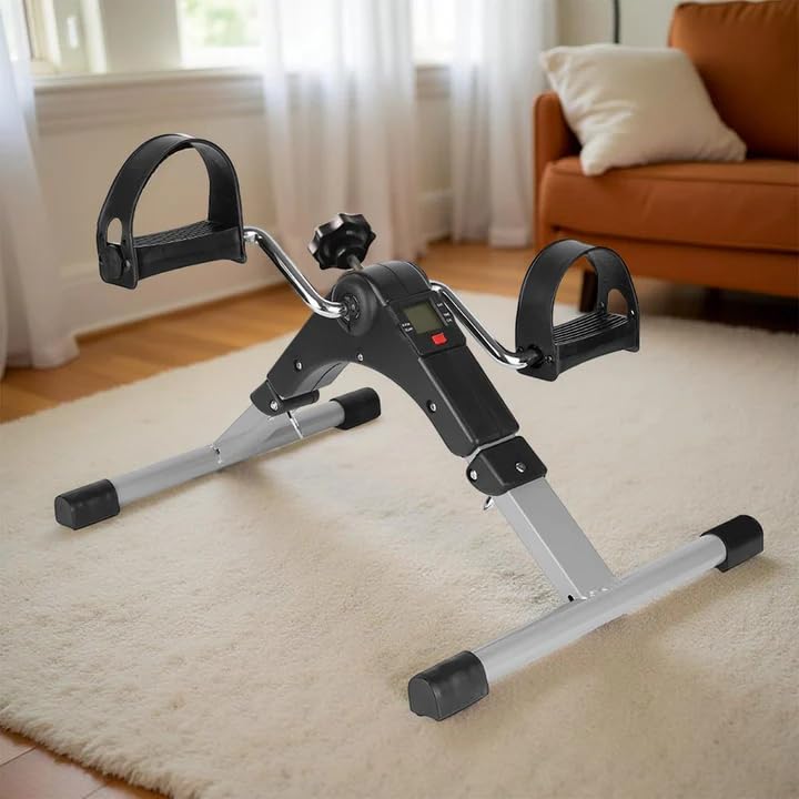 Mini Cycle Pedal Exerciser with Adjustable Resistance and Digital Display - for Light Leg and Arm Exercise and Physiotherapy at Home| Compact & Portable Design (Black)
