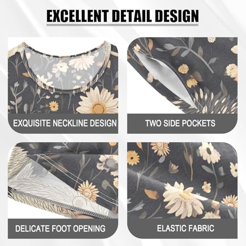 ALAZA Blossom Flower Leaf Hedgehog Pajamas Set Short Sleeve Cotton Sleepwear Summer Pjs 2 Piece 5-14Y4