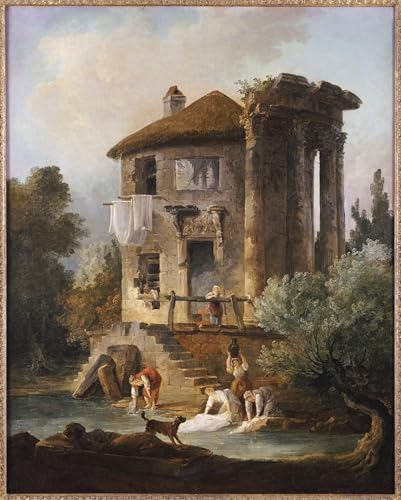 Lienzo decorativo de 60x90cm con pintura clásica de Hubert Robert en formato vertical vintage
