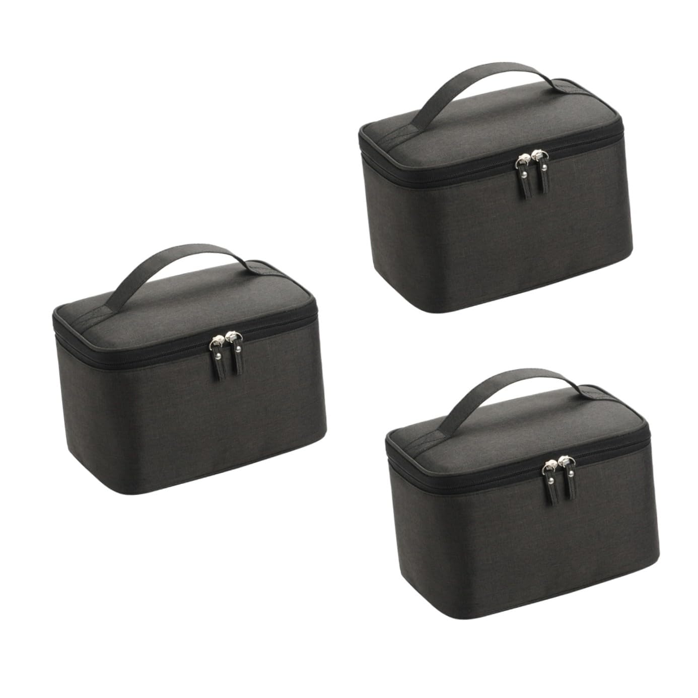 Ipetboom 3pezzi Borsa Cosmetica Da Viaggio Organizer Portatile Per Make-up e Necessità Da Toilette Design Elegante e Compatto Adatta Per Donne e Viaggi Nero Opaco