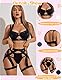 Avidlove Unterwäsche Frauen Reizwäsche Sexy Dessous Curvy Nachtwäsche Push Up BH mit Bügel Slip Verstellbar Strapsen Schwarz L