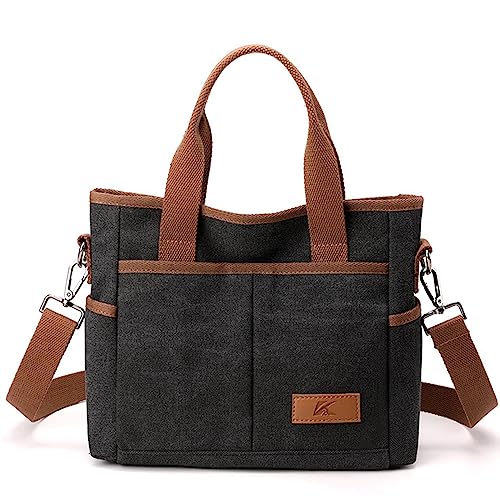 Bolso pequeño de lona para mujer casual multi-bolsillos miniatura 1