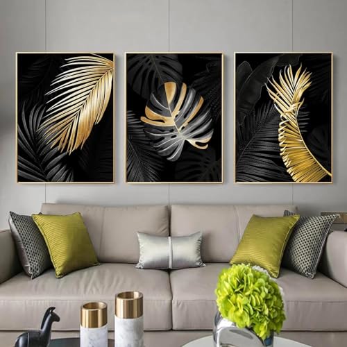 Toiles peintes or noir de style nordique KEBIA, l'art mural grand format
