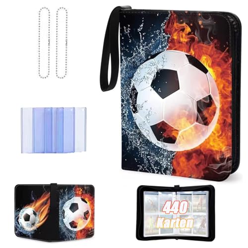 Cartoline da calcio Album da collezione 440 carte 4 tasche 55 pagine collezione da calcio Album Cartoline da calcio Cartoline da calcio da collezione Cuoio PU Regali da calcio portatili per ragazzi