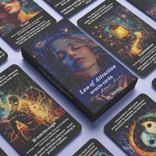 Image of MTRoyaldia Law of Attraction Oracle Cards: Beginner-Friendly Tarot Cards Deck for Daily Guidance, Energy Alignment, & Soul Growth, 78 Modern Tarot Cards
