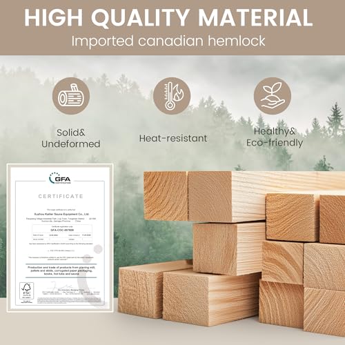 BNEHS Infrared Sauna 1 Person, Full Spectrum Infrared Sauna for Home, Indoor Dry Sauna with 4 Heater Panels, Bluetooth and Tempered Glass,Canadian Hemlock - Thumbnail 6