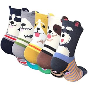 Womens Cute Dog Patterned Animal Socks Funny Casual Cotton Novelty Crew Socks