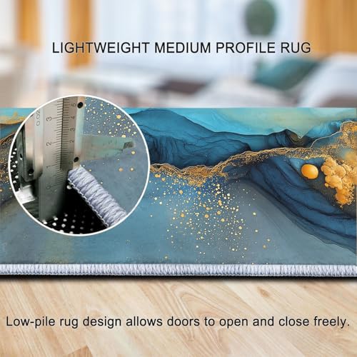 Tapis de salon moderne avec texture d'eau abstraite imprimée - 7