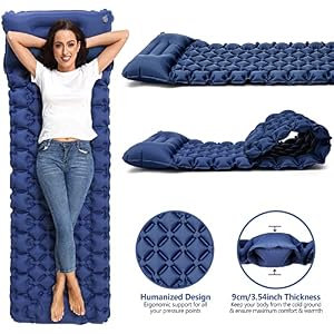 NHOWIN Sleeping Pad, Ultralight 40D Nylon Camping Mat Built-in Pump - Blue — photo 4 of 6