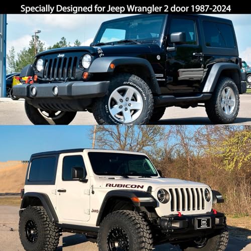 Image of Car Cover for Jeep Wrangler 2 Door (1987-2025) JK JL CJ YJ TJ, Waterproof All Weather Car Cover for Automobiles, Outdoor Windproof, Dustproof, UV Proof Protection Fit for Jeep Wrangler (Black)