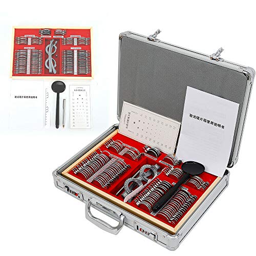 Wupyi 104Pcs Optometry Box Trial Lens Case Set,Eye Protection Accessories Optical Trial Lens Set Metal Rim + 1 Pc Trial Frame+Aluminium Case #TOP3