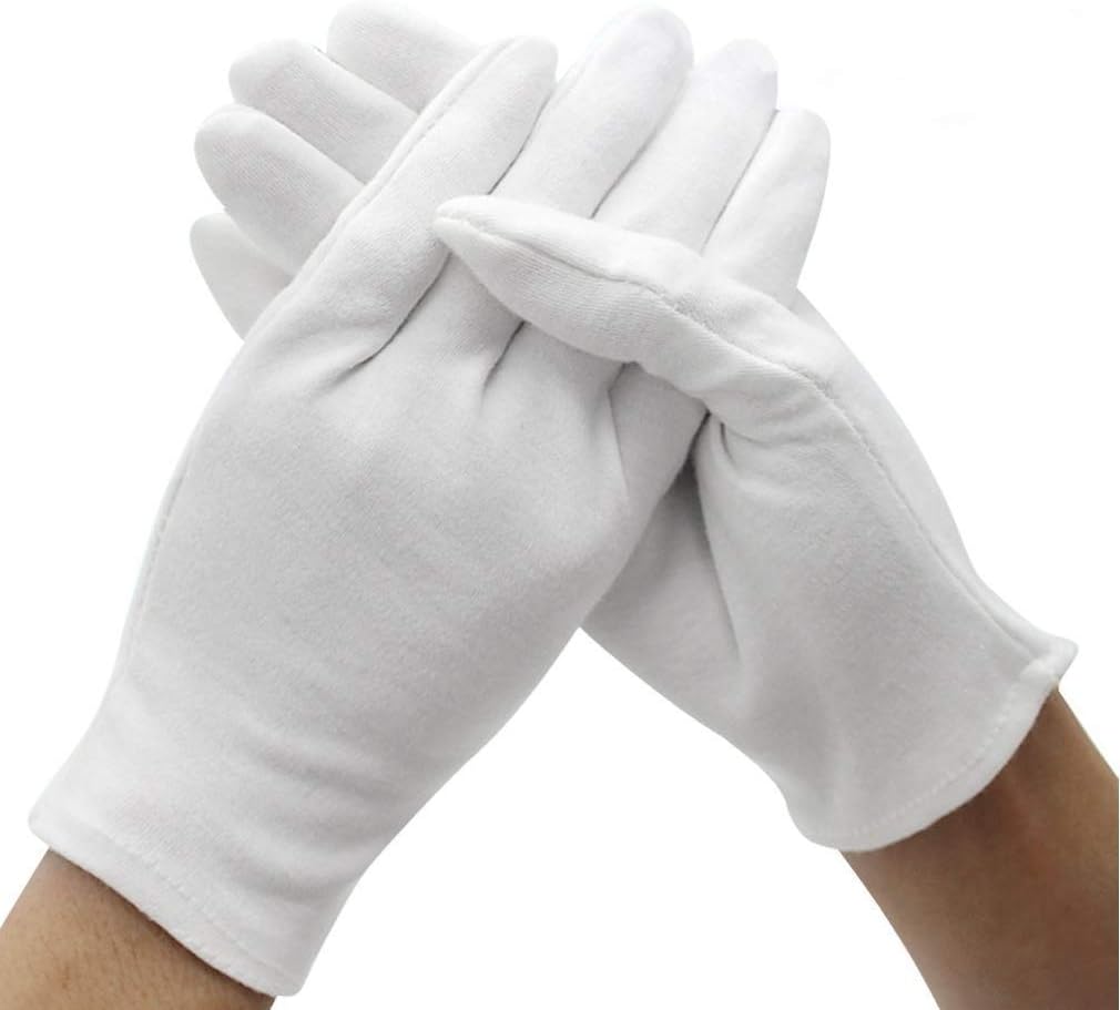 DreamHighDH 12 Pairs White Cotton Gloves Soft mittens, Jewelry Inspection Stretchy Work Gloves