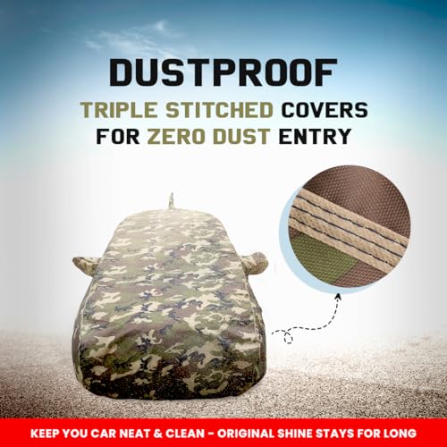 Image of Autofact 100% Waterproof Car Body Cover Compatible with Skoda Fabia (2022 to 2023), with Mirror and Antenna Pockets,4 x 4 American Matty, Long Lasting Durable Material, Camouflage Army Look