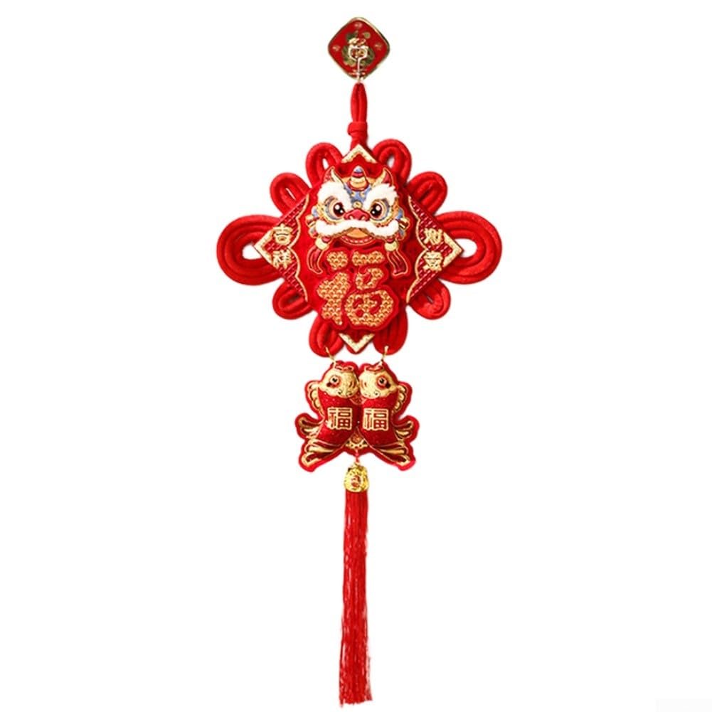 Decoración tradicional china Año Nuevo 2026 festival lunar adorno colgante nudo rojo 97 cm