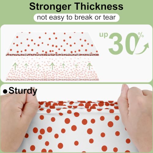 Image of Smiry Plastic Table Cloth Disposable 3 Pack, 54 x 108 Inch Rectangle Waterproof Tablecloth, Printed Gold Table Runner Style for Birthday, Party Decorations, Leakproof & Sturdy, White and Terracotta