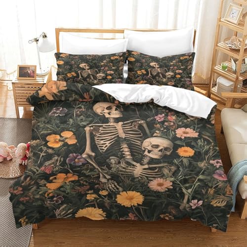 Housse de couette skateur squelette king 220x240 parure de lit microfibre
